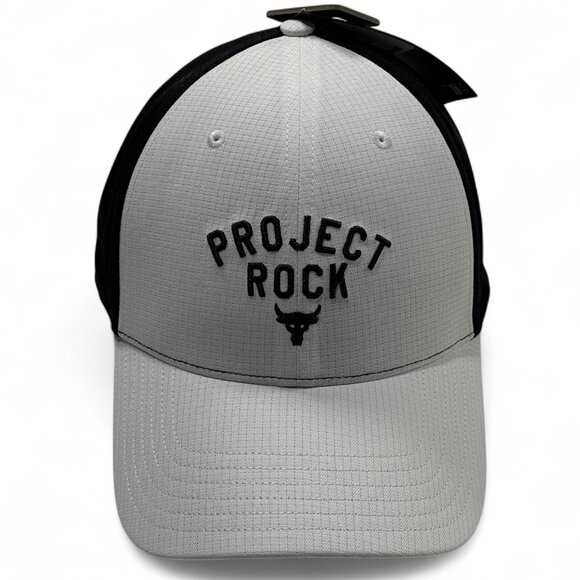 Under Armour Project Rock Mens‎ Trucker Hat Snapback Cap NWT White Black 1369815 - Picture 1 of 11